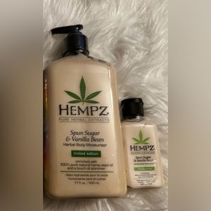 Full size Spun Sugar and Vanilla Bean Hempz lotion with matching mini - NWT